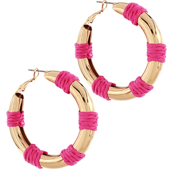 Bold & Wrapped Raffia Station Hoops - Picture 7 of 8